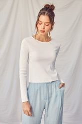 Idem Ditto Women's Twisted Backless Long Sleeve Knit Top - Stylish & Sexy